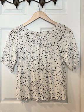 Alexander Jordan White Floral Split-Neck Blouse